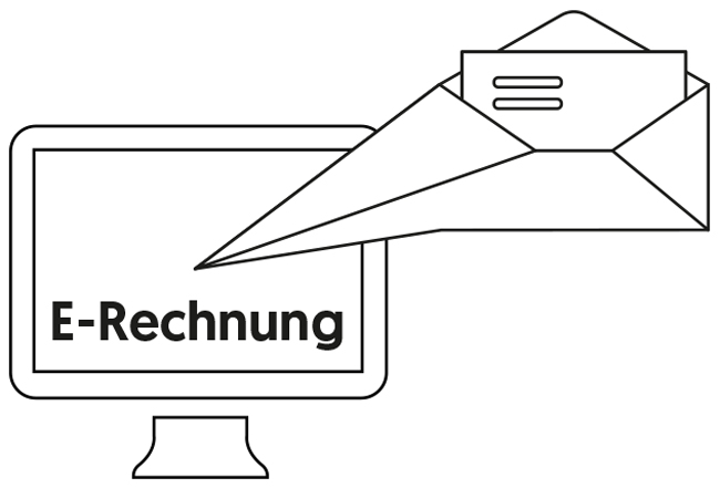 Icon schwarz-weisser PC-Bildschirm mit Email Symbol